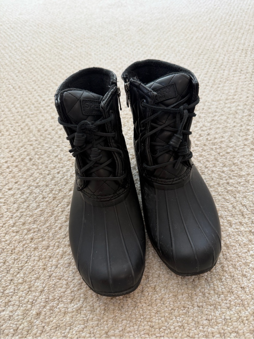 Sperry Women's Quilted Black Waterproof Rain Boots